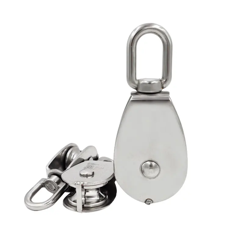 Stainless Steel Pulley M15/M20 M25 M32 Single Wheel Swivel Lifting Rope Pulley Set Lifting Wheel Tools