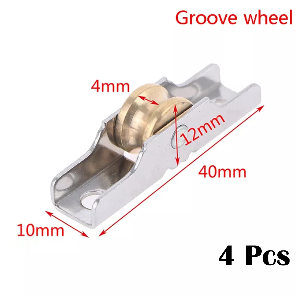 4Pcs Stainless Steel Shutter Pulley Roller Sliding Door Roller Runner Wheel Track Pulley Furniture Door Hardware Mute Wheel