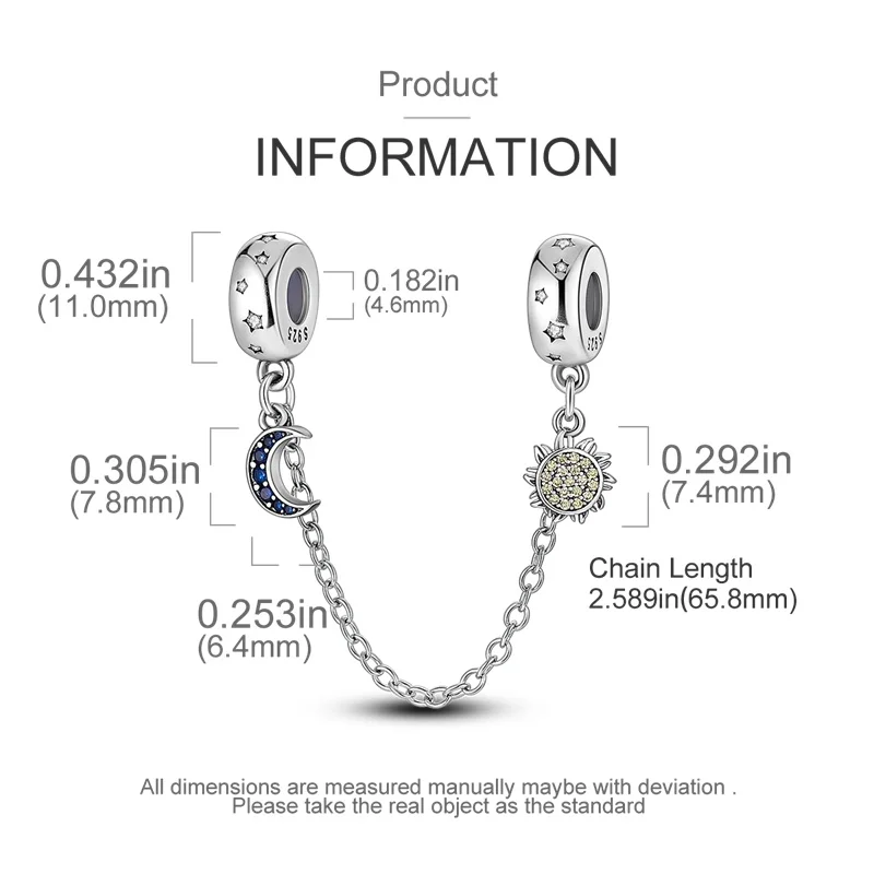 Sicherheitskette aus 925er-Sterlingsilber mit farbigem Zirkon, Abstandsperlen, passend für Pan-Original-Armbänder, DIY-Jubiläum, Geburtstag – Detail 3
