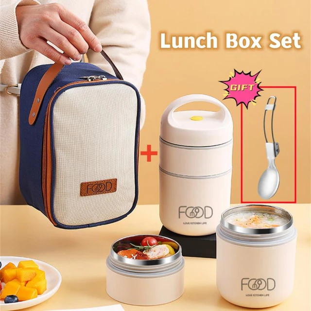 Stainless Steel Vacuum Thermal Lunch Box Insulated Lunch Bag Food Warmer  Soup Cup Thermos Containers Lunch Box for Kids Tupper - AliExpress