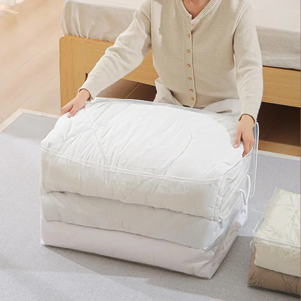 Storage Box Large Capacity Space-saving Foldable Clear Sweater Storage Bag PEVA Waterproof Bed Sheet Organizer Storage Pouch 5