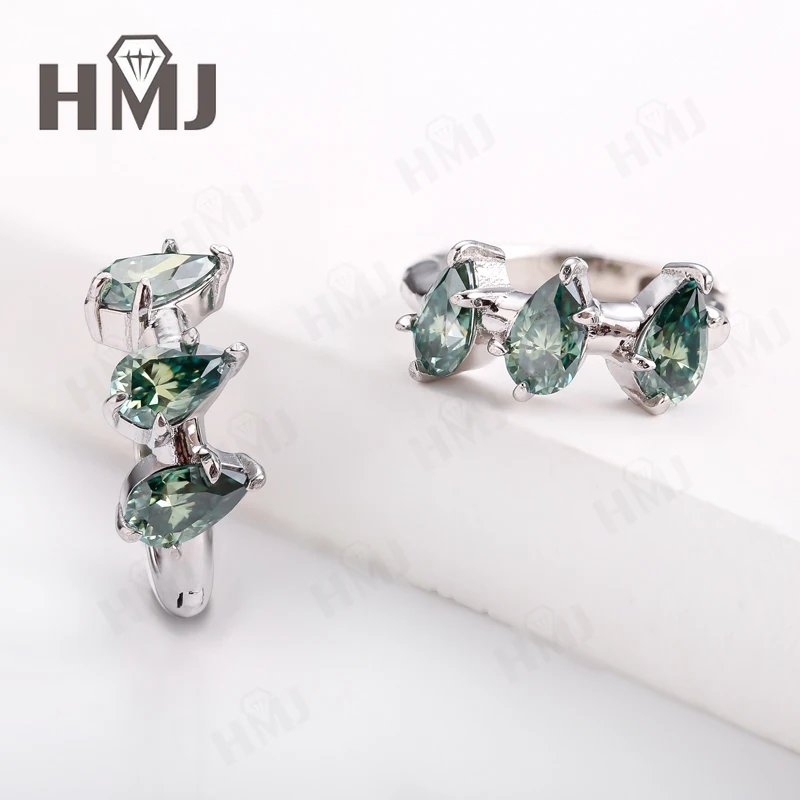 2,1 Karat Labor-Gezüchteter Rubin Cyan Moissanit Ohrringe S925 Silber 14K Gold Birnenförmiger Schliff D-Farbe Braut Hochzeit Jubiläum Geschenk Schmuck – Detail 4