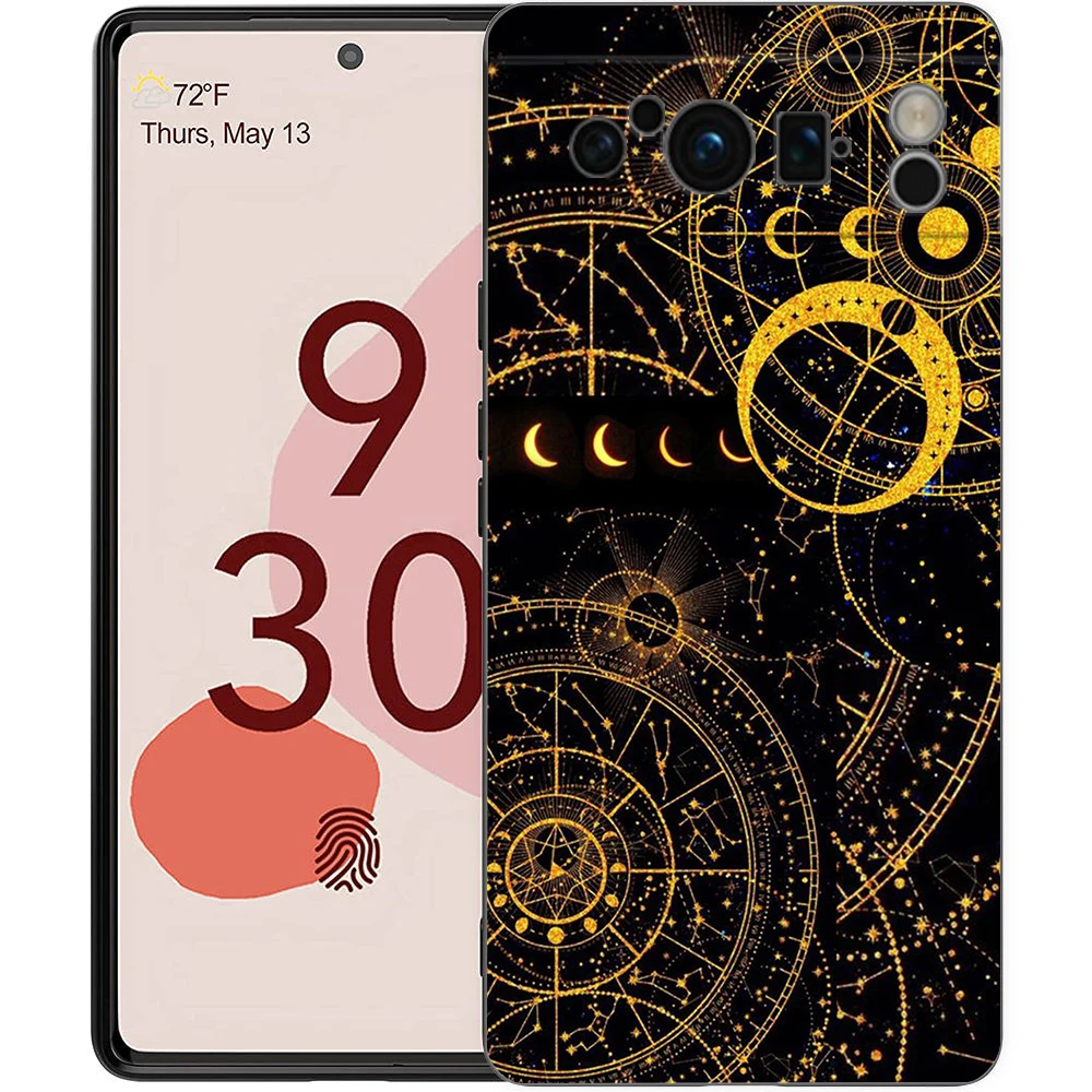 Suns Moons Clouds 천체 휴대폰 케이스 커버, Google Pixel 8 7 6 7A 6A Pro 5G 충격 방지 실리콘 소프트 8 Pro 5G 쉘 Capa