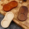 Wood Pepper Mill Tray Bamboo Salt Pepper Shaker Stand Tray Double Hole Base Tea Tray Home Decor Seasoning Bottle Storage Holder 5