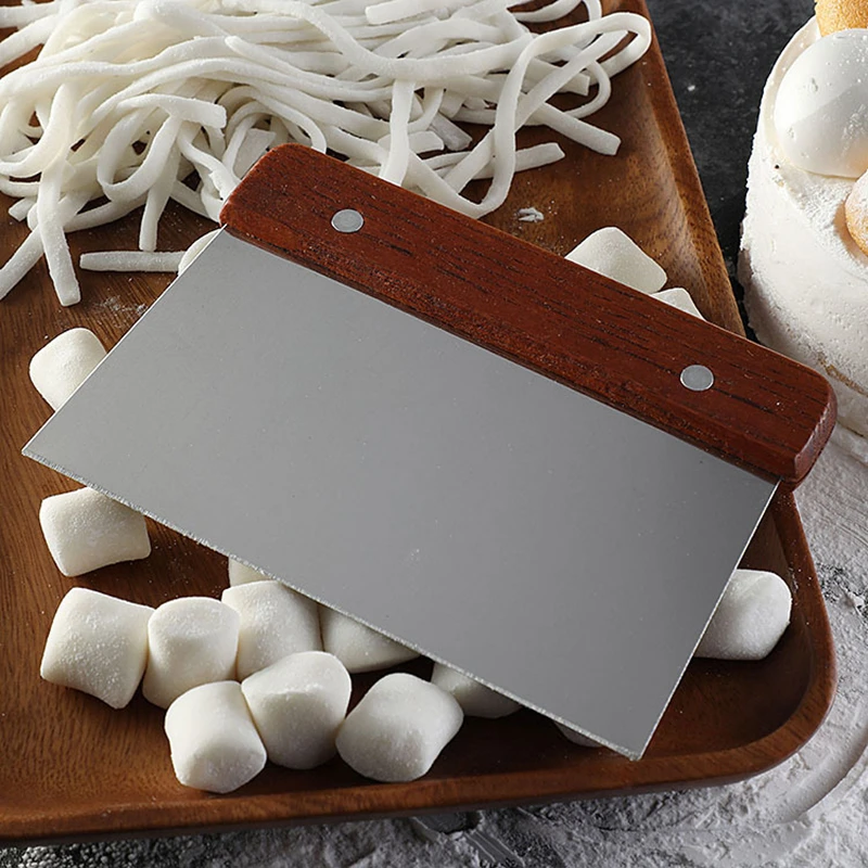 Stainless Steel Dough Cutter Wooden Handle Pastry Spatula Multifunctional Non-stick Bread Flour Scrapper Kitchen Baking Tools dough scraper dough cutter