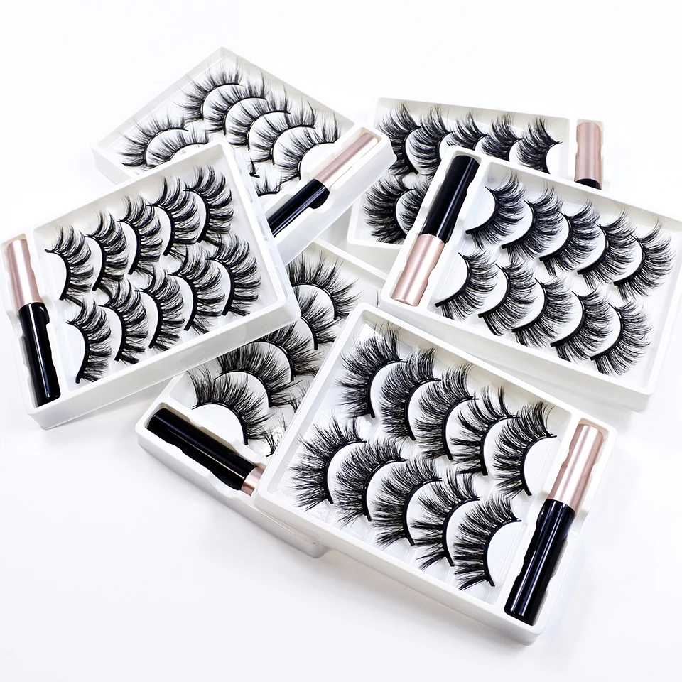 1/5 Pairs Magnetic Eyelashes Makeup False Lashes Bulk Items Natural Magnetic Lashes Eyeliner Set fake eyelashes