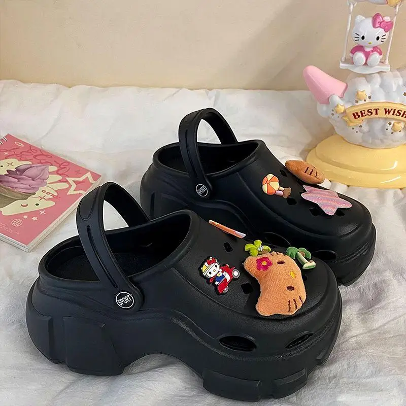 

Sanrio Anime Hello Kitty Slippers Cute Cartoon Wearing Trendy Anti Slip Beach Sandal Summer Height Increasing Versatile Shoes