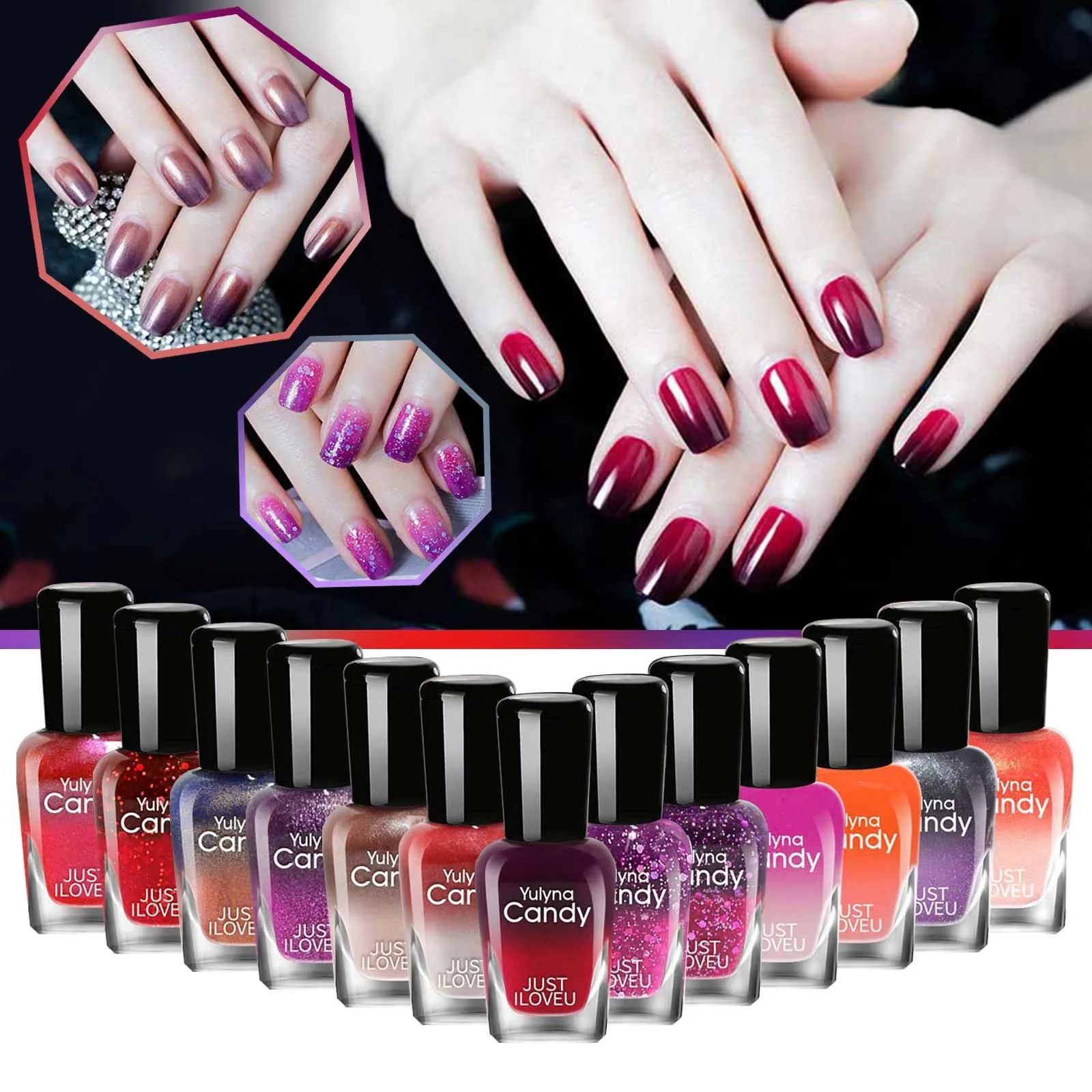 

7ml Temperature Change Nail Polish Color Temperature Control Nail Polish Long Lasting No Bake Manicure Waterproof Quick Drying