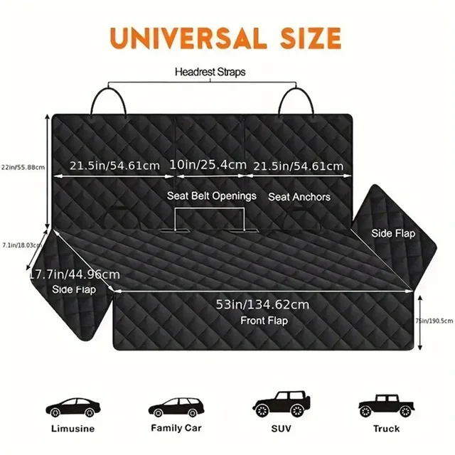 Car Dog Seat Cover for Back Seat Waterproof Auto Rear Pet Seat Protector Mat Nonslip Universal Safety Carrier For Outing Dogs 5