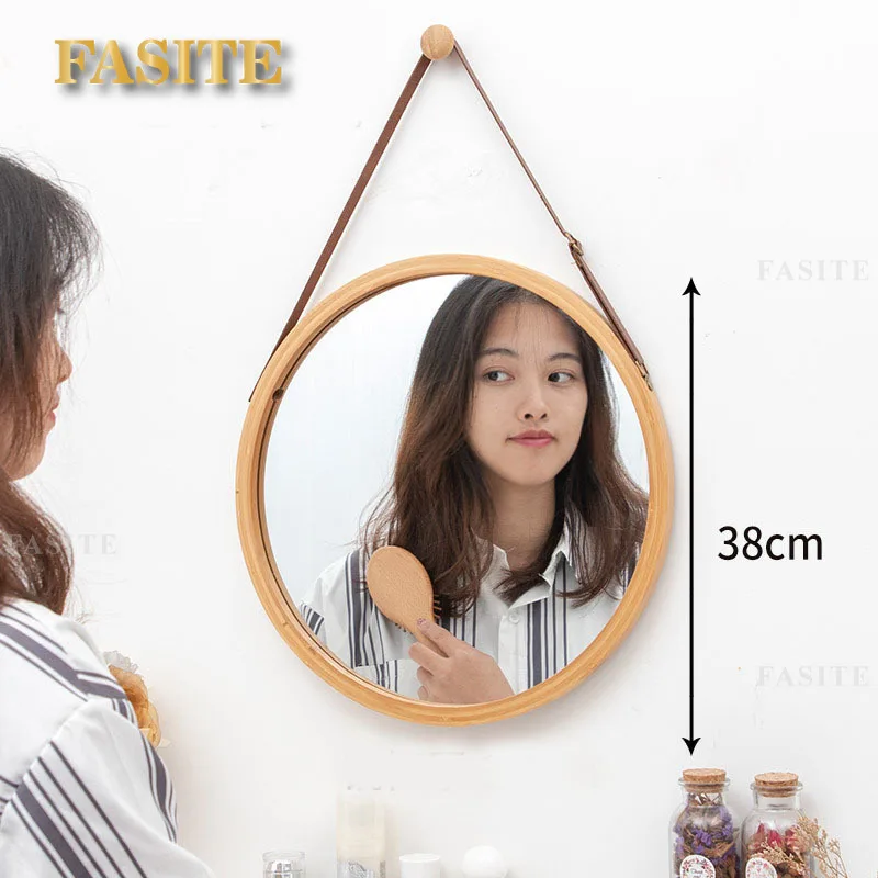 Description Picture 6 of itemNordic Bathroom Mirror Round Wall Mount Mirror Hanging Ornament Salon Bathroom Decor Mirror Safety Explosion-proof.