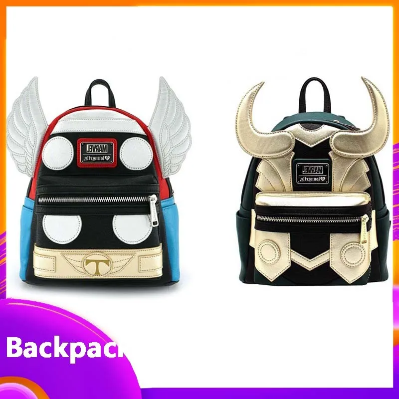 

Loki Thor Model Pu Leather Backpack Ox Horn Travel Laptop Bag Childrens' Schoolbags Students Adults Shopping Bag Bitthady Gift