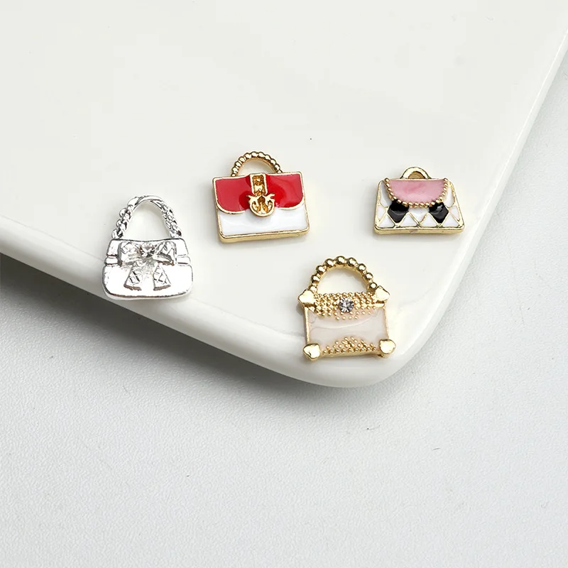10PCS 3D 럭셔리 합금 가방 네일 아트 매력 용품 매니큐어 장식 손톱 장식 디자인 제품에 대 한 핸드백 액세서리