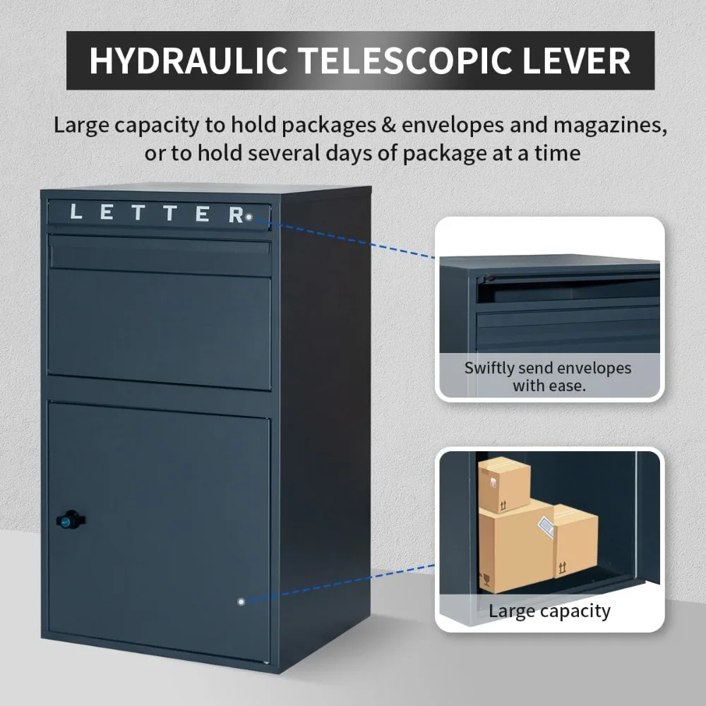 Package Delivery Boxes for Outside, Large Mailbox for Parcel, Galvanized Steel Parcel Mailbox, Wall Mounted Lockable Anti-Theft