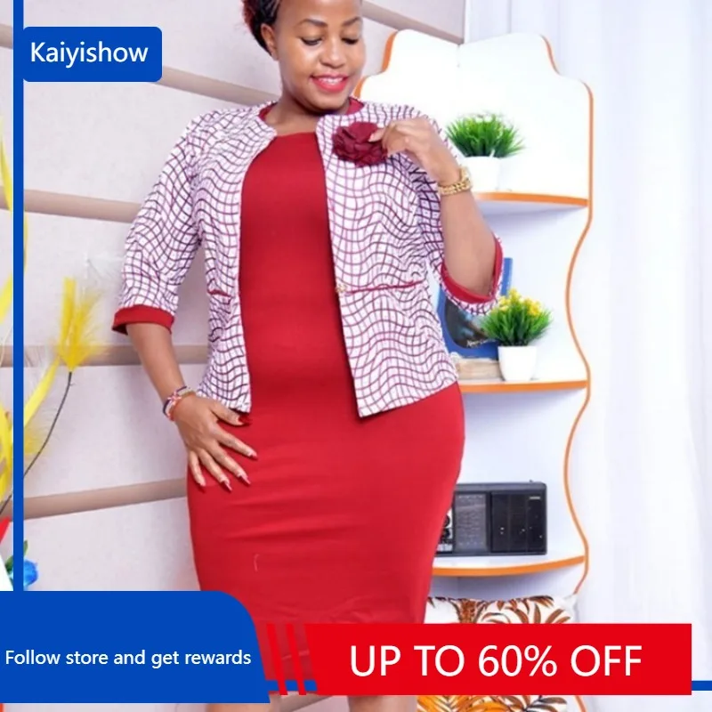 

2023 Fashion New Large Women's New Office Coat Dress Two Piece Round Neck Elegant A-line Dress Elegant Style Regular Sleeve