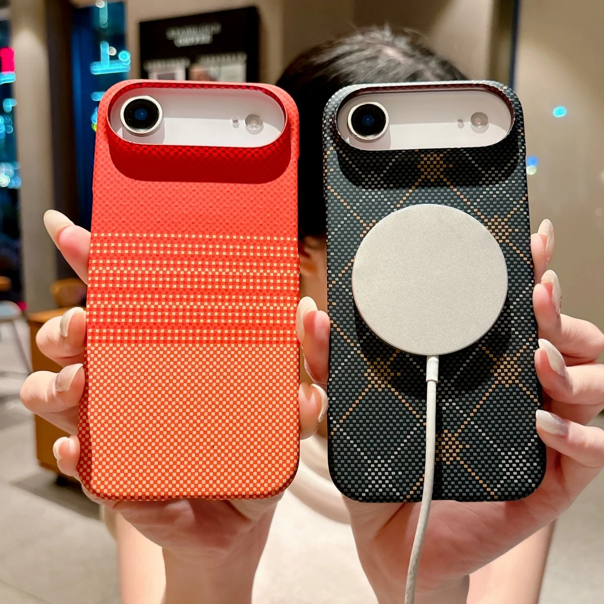 Magsafe Magnetic Kevlar Carbon Fiber Pattern Slim Armor Phone Case
