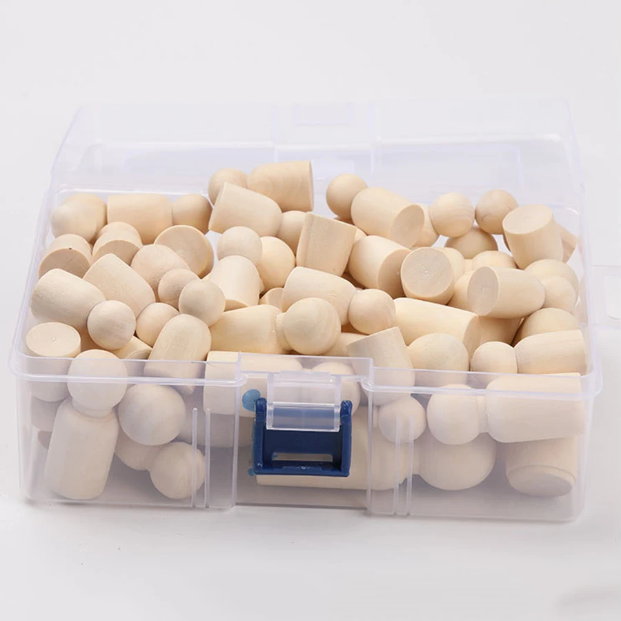 ABCPICK 50pcs Wooden Peg Dolls Natural DIY Turnings-Ready Paint-Waldorf Girl Unfinished Turnings-ready Baby Teether Wood Beads