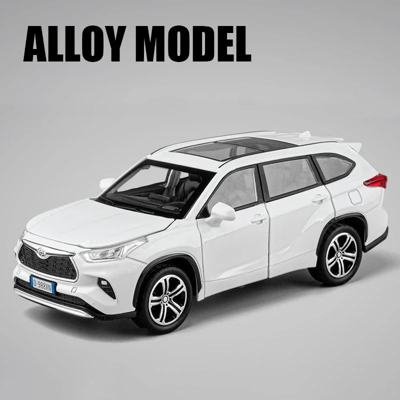 1:32 Toyota Highlander 2023 SUV Alloy Die Cast Toy Car Model Sound and Light Pull Back Children's Toy Collectibles Birthday Gift 5