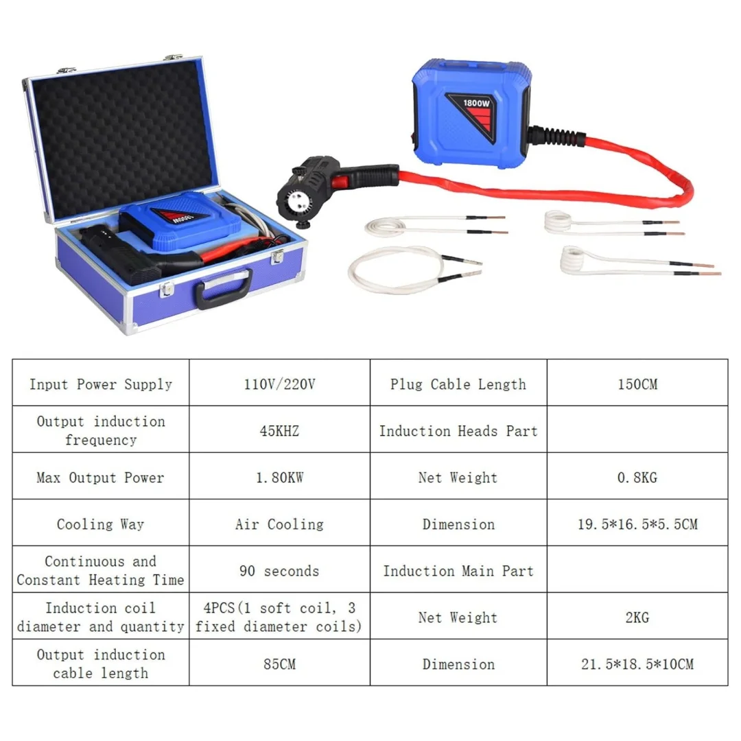 Portable 1800W Magnetic Induction Heater Kit 220V Bolt Removal Tool Handheld Heat Induction Tool With 4 Coils induction heater