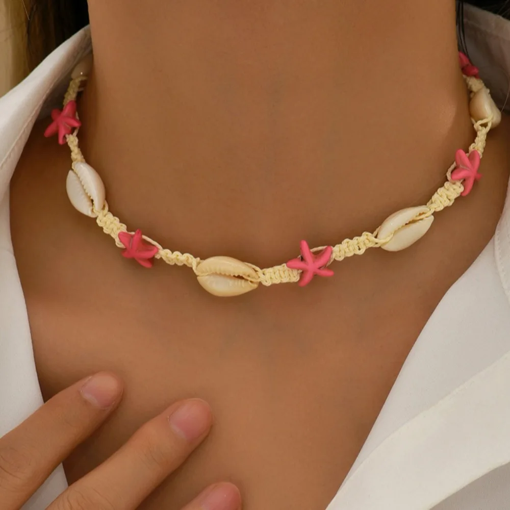 Pink Shell Necklace with Starfish for Women