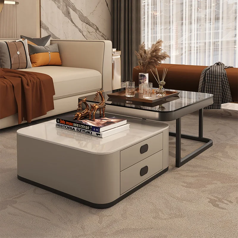 Storage Design Luxury Coffee Tables Living Room Square Modern Coffee Tables Legs Metal Tavolino Da Salotto Home Furniture