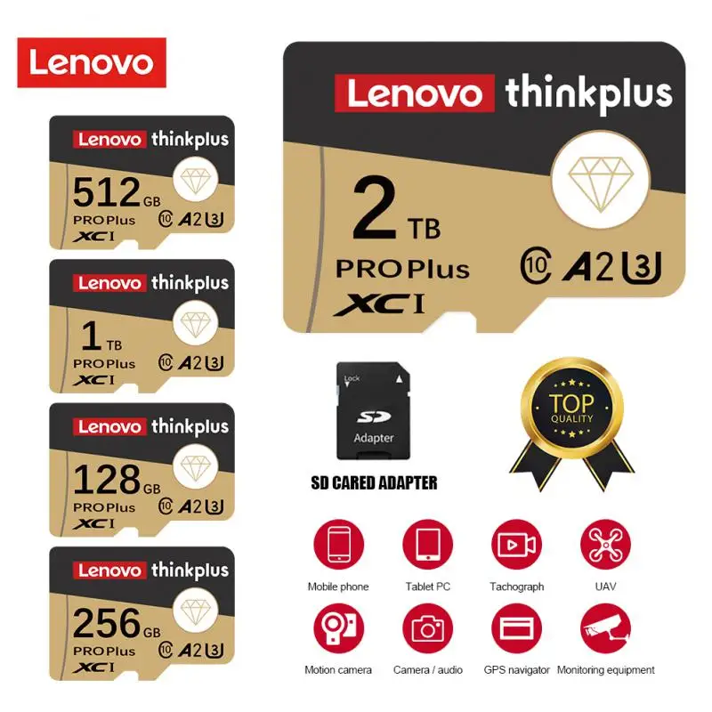 Lenovo New 2Tb Micro Tf Sd Card A2 High Transmisson 1Tb 512Gb 256Gb Sd/Tf Flash Memory Card 128Gb Per Fotocamera Phone Drone