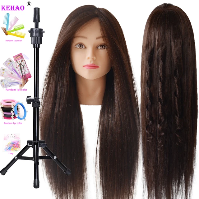 Female Mannequin Head For Hair Styling Cutting Practice Colorful Long Fiber  Hair Dummy Hairdresser Training Model Stand - AliExpress