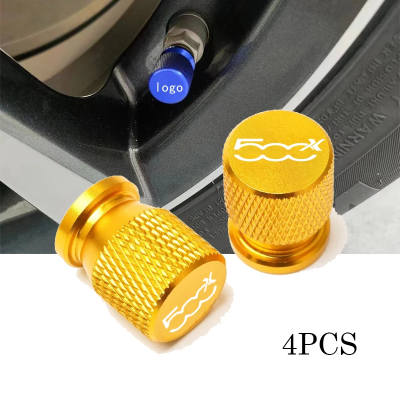 Car Auto Accessories Car Wheel Tire Valve car Caps Tyre Stem Covers Airdust Waterproof 4Pcs For Fiat 500x 500 x