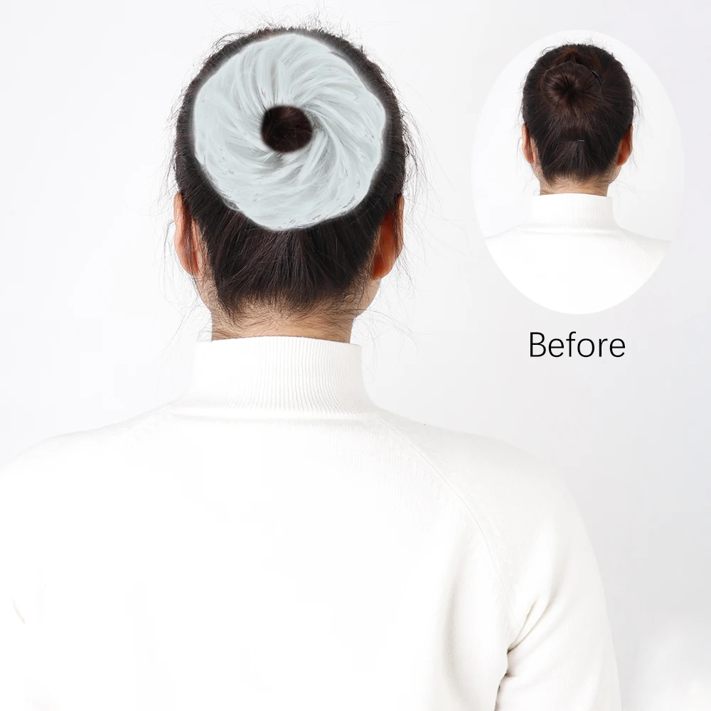 AZQUEEN فوضوي كعكة الشعر التمديد الاصطناعية شريط م...