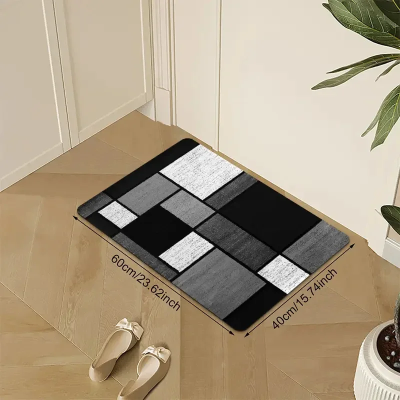 VIKAMA Moderner Geometrischer Rutschfester Teppich, Waschbare Bodenmatte, Ideal für Küche, Wohnzimmer, Eingangsbereich Wohndekor-Teppich – Detail 3