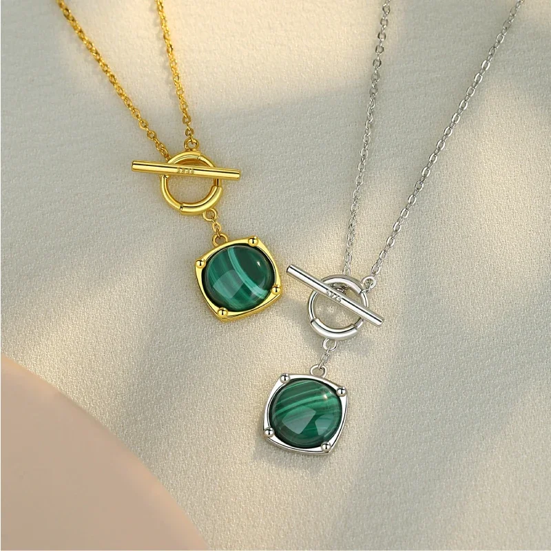 

2024 S925 Sterling Silver Trek Green Malachite Shiny Woman Necklace Earrings Fashion Light Luxury Trend Charm Festival Gifts