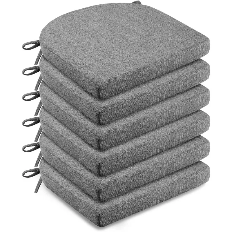 

LOVTEX Chair Cushions for Dining Chairs 6 Pack - Memory Foam Chair Pads with Ties and Non-Slip Backing - Seat Cushion