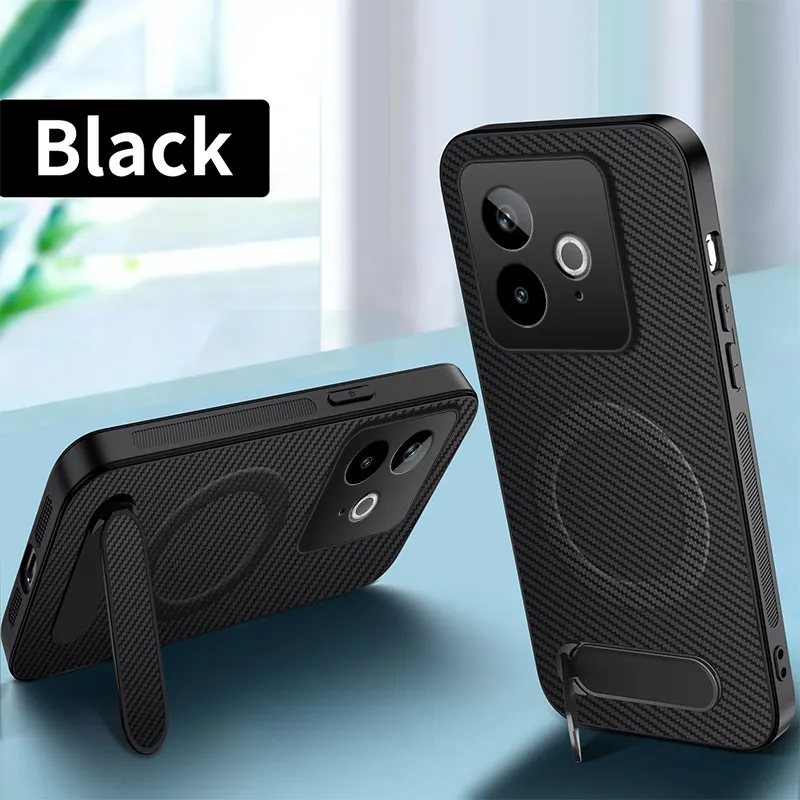 Carbon Fiber Texture Magnetic Bracket Cover - Premium Anti-Fall Case with Business Design
