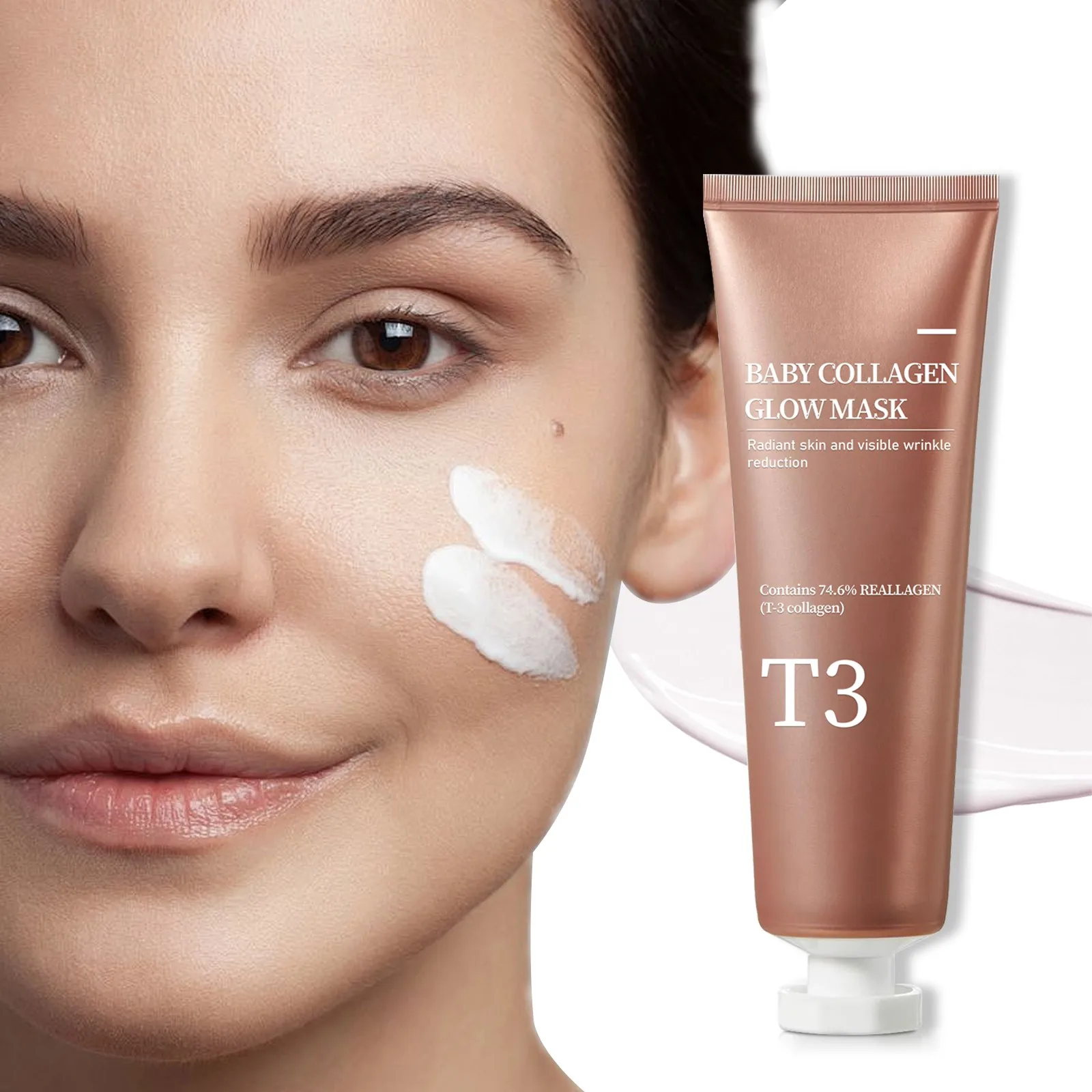 T3 Collagen Mask T3 Baby Collagen Glow Mask Peel Off Korean Face Make Glowy Skin Skin Elasticity Firming collagen face mask