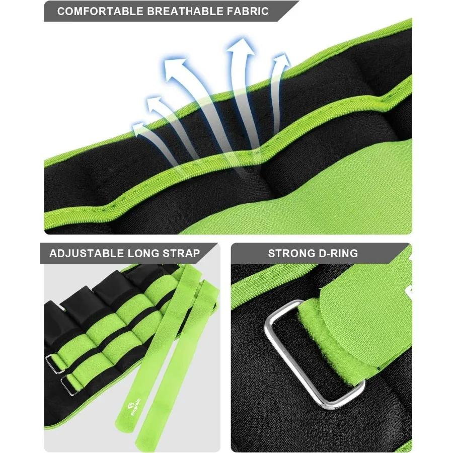 Adjustable Ankle Weights 10 lbs each( 20 lbs pair) with Removable Weight for Jogging, Gymnastics, Aerobics, Physical Therapy