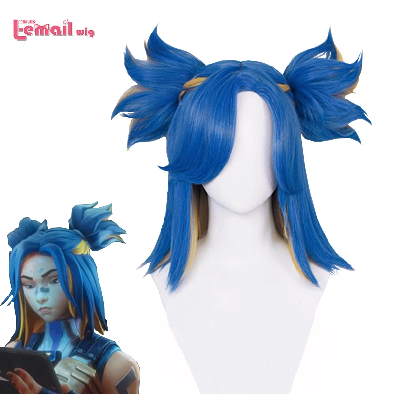 L-email wig Synthetic Hair Game Valorant Neon Cosplay Wig 40cm Mixed Color Woman Cosplay Wigs Heat Resistant pelucas de mujer l email wig synthetic hair lol star guardian neeko cosplay wigs 40cm short mixed color halloween heat resistant wigs