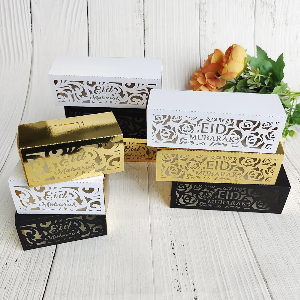 10Pcs Ramadan Gift Boxes Eid Mubarak Paper Gift Packing Boxes Gold Hollow Ramadan Gift Candy Packages Ramadan Decoration 2026