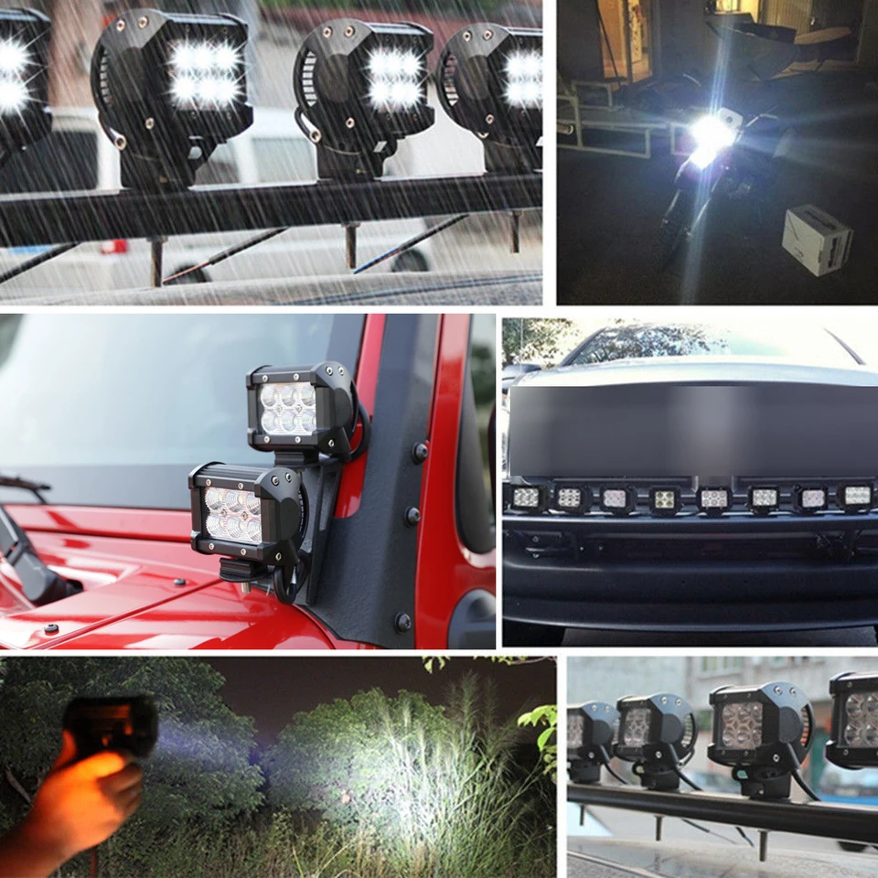 2pcs 4 pollici 18W LED Pods Led Light Bar Spot Flood Off Road Lights LED Work Light Driving fendinebbia per Jeep Pickup Truck ATV UTV  34