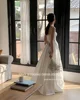 XPAY Simple A Line Taffeta Korea Wedding Dresses Customised Puff Short Sleeves Corset Back Bridal Gowns Photo shoot Plus Size 3