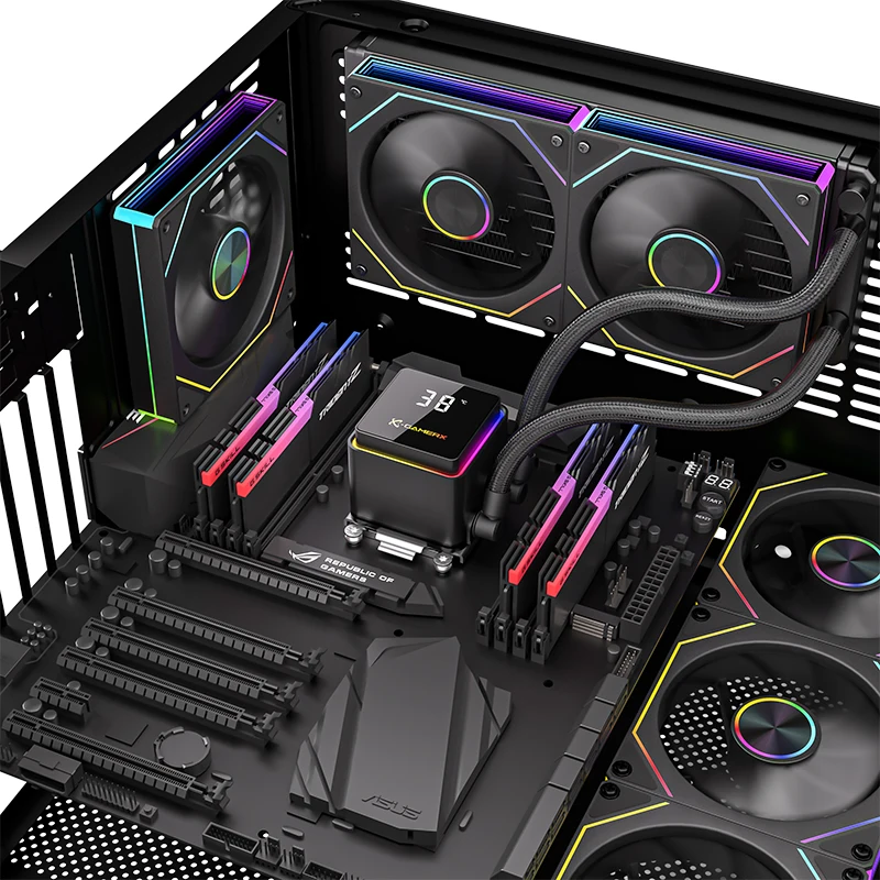 X-GAMERX POWER TRAIN M240 Water Cooler 240mm Global ARGB Light Effects 360° Magnetic Cover Digital Display Screen AIO CPU Cooler - Image 5