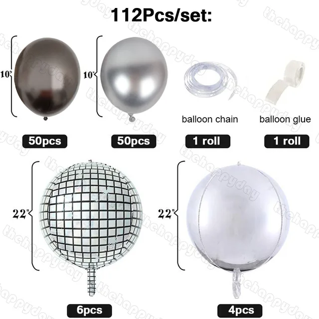 메탈 블랙 실버 디스코 풍선