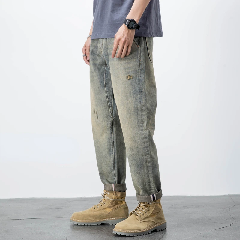 

2022 Spring and Autumn Men Wear-resistant Jeans Trousers Male Outdoor Fashion Classic Casual Straight Mens Denim Pants Z18