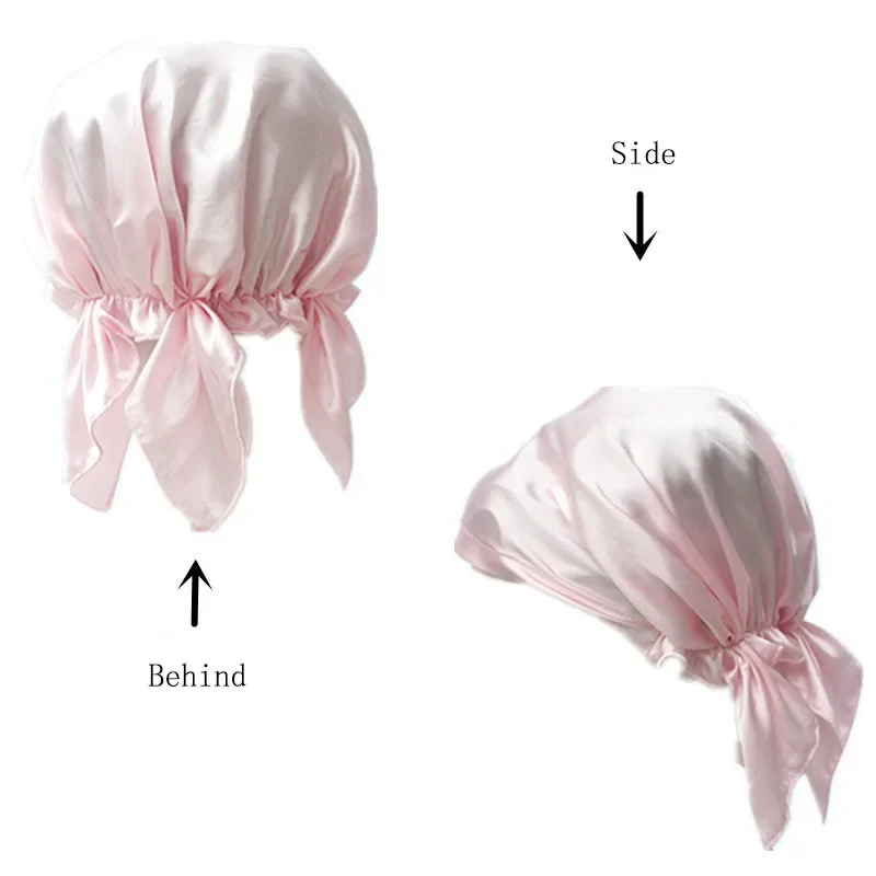 100% Natural Mulberry Silk Sleeping Cap Silk Shower Cap Nightcap Housework Cooking Hair Care Bonnet Protector Hair Accessories 6