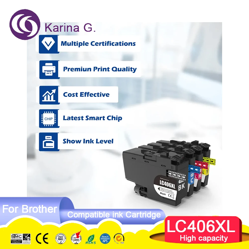 High capacity LC406XL LC 406XL Premium Color Compatible Printer Ink Cartridge fo