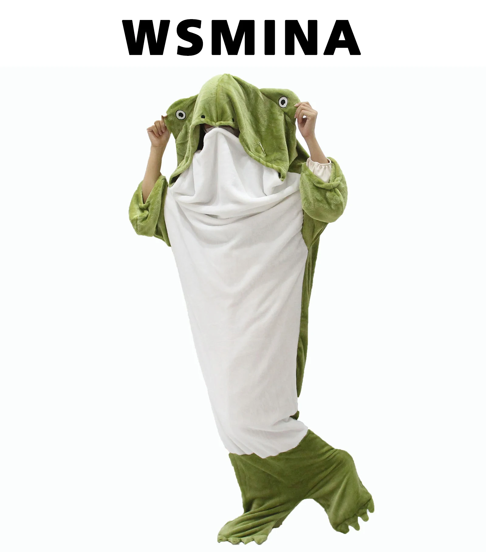 귀여운 바다 상어 개구리 침낭 원피스 잠옷, 가정 플란넬 의류, 어린이 기숙사 사무실 학생 담요 