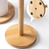 Kitchen Wooden Roll Paper Towel Holder Bathroom Tissue Vertical Stand Disposable Paper Pot Kitchen Toilet Storage Accessories 5