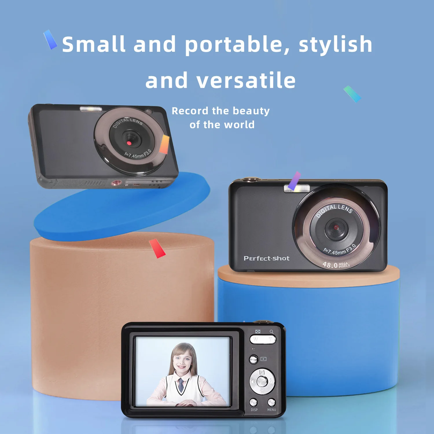 48 Megapixel Portable Digital Camera 2.7K Ultra-thin Novice Entry Ievel Camera Student Camera HD Digital Camera Childrens Camera