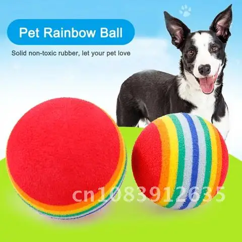 

Rainbow Ball Cat Toy Interactive Colorful Ball 1/2/10Pcs Pet Kitten Play Chewing Rattle Scratch EVA Ball Training Pet Supplies