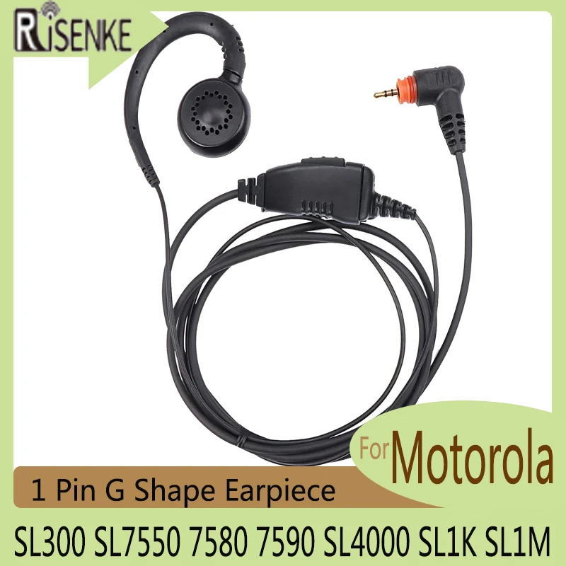 G Shape Walkie Talkie Earpiece, Headset with Mic, 2 Way Radio, for Motorola SL300, SL7550, 7580, 7590, SL4000, SL1K, SL1M risenke earpiece for motorola sl300 sl7550 sl7580 sl7590 sl4000 sl1m sl1k walkie talkie acoustic air tube headset ptt mic