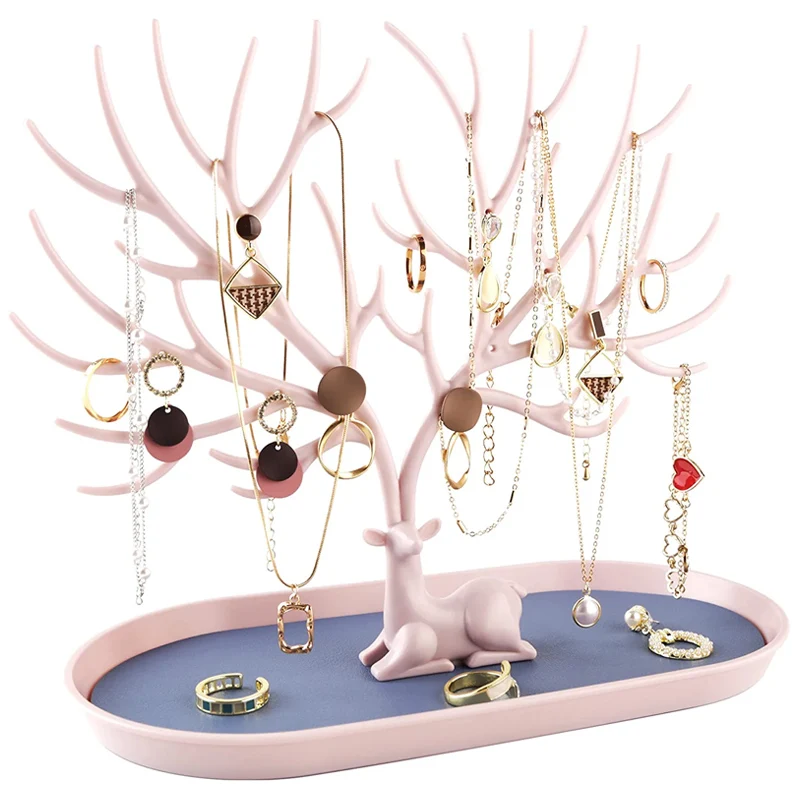 Deer Jewelry Display Stand Earrings Necklaces Rings Bracelets Tray Tree Storage Shopwindow Racks Organizer Women Make Up Holder jewelry display stand tray tree storage racks earrings necklaces rings jewelry boxes case desktop organizer holder make up decor