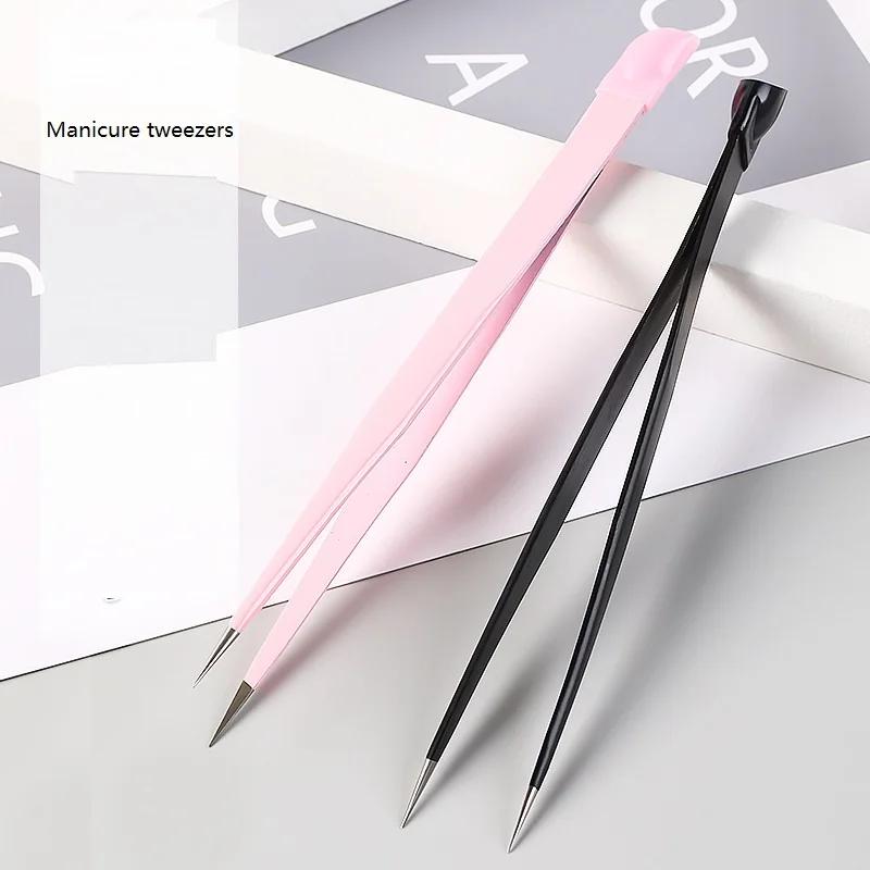Nail Art Tweezers For Rhinestones Gems Stickers Picker 3D Nail Applicator Straight Multi Function Manicure Tweezer Art Tool